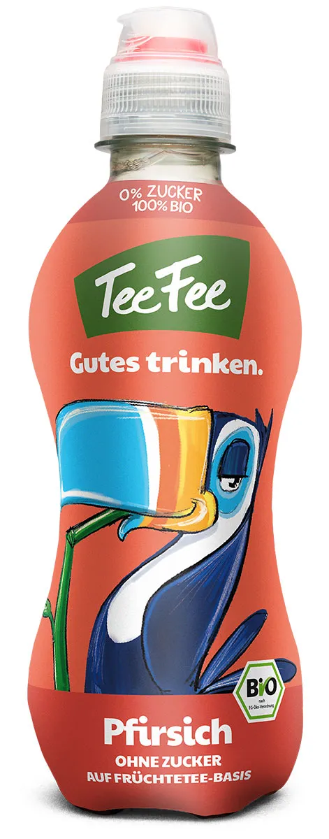 TeeFee KIDS Pfirsich, 0,3-l-PET-Rezyklat-Flasche