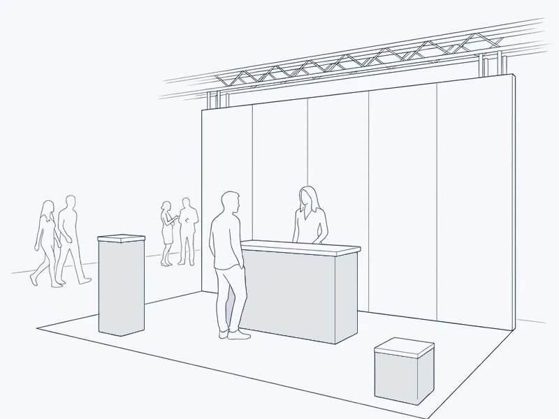 LED-Möbel auf einem Messestand, ausgeschaltet