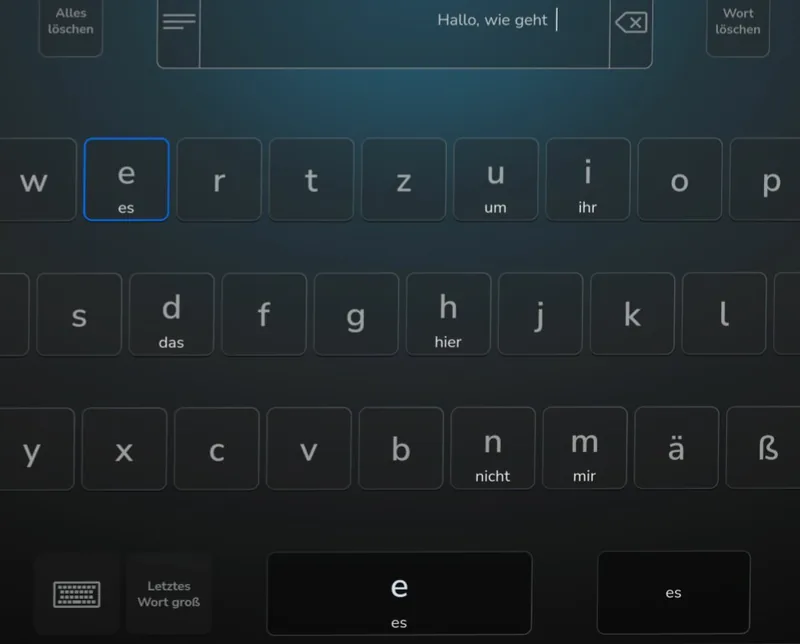 On-Screen-Tastatur mit Wortvorschlägen