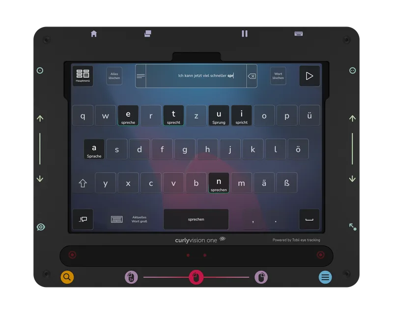 Curly Vision von vorne: Tastatur mit Wortvorschlag