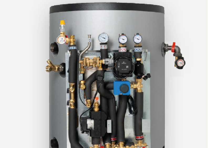 ThermoSafe Heizsystem mit Schichtenspeicher und Hydraulikmodulen