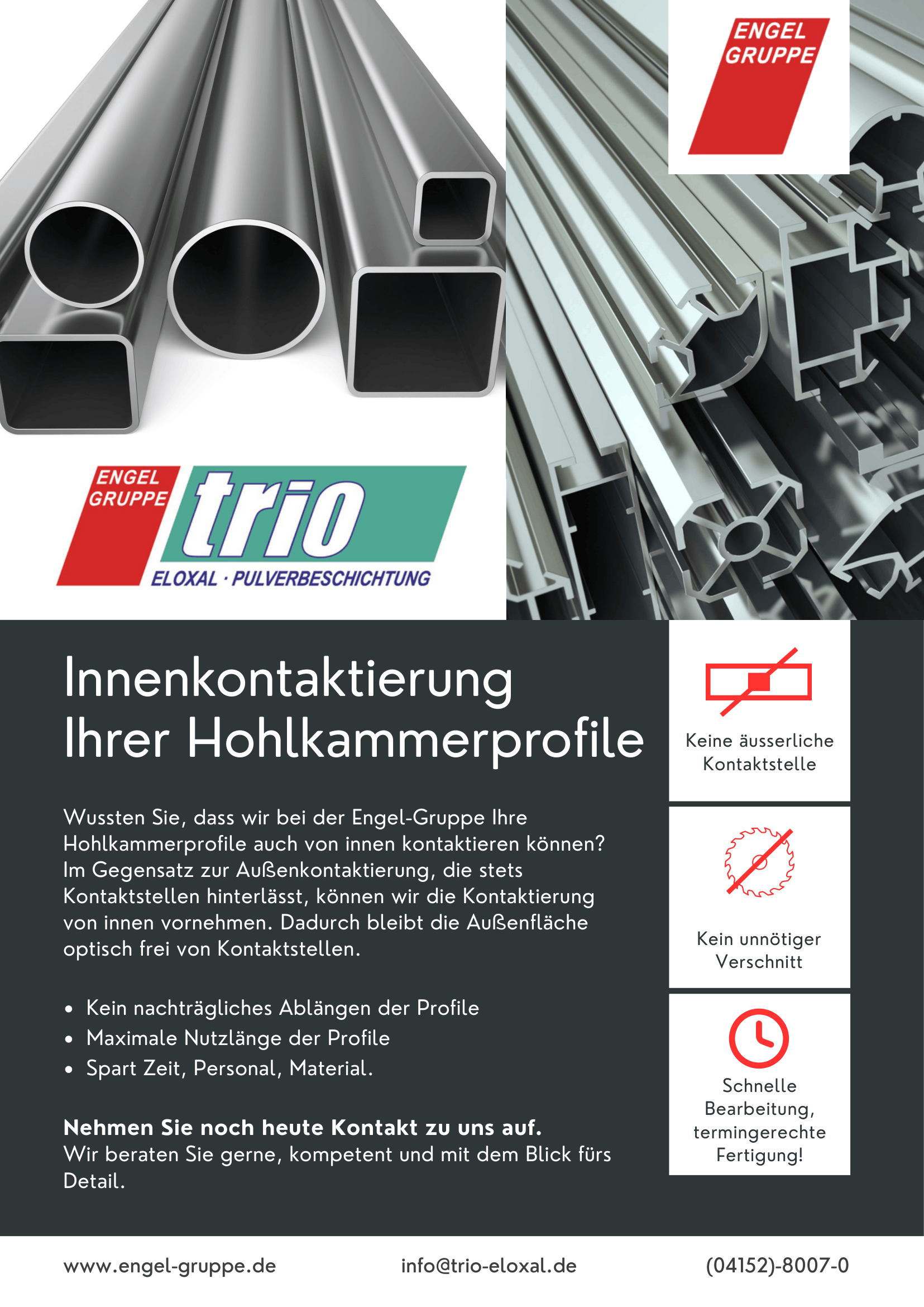 Hohlkammerprofil mit Innenkontaktierung