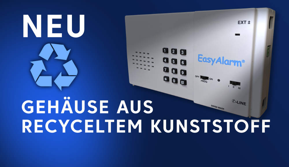 EasyAlarm mit Gehäuse aus recyceltem Kunststoff