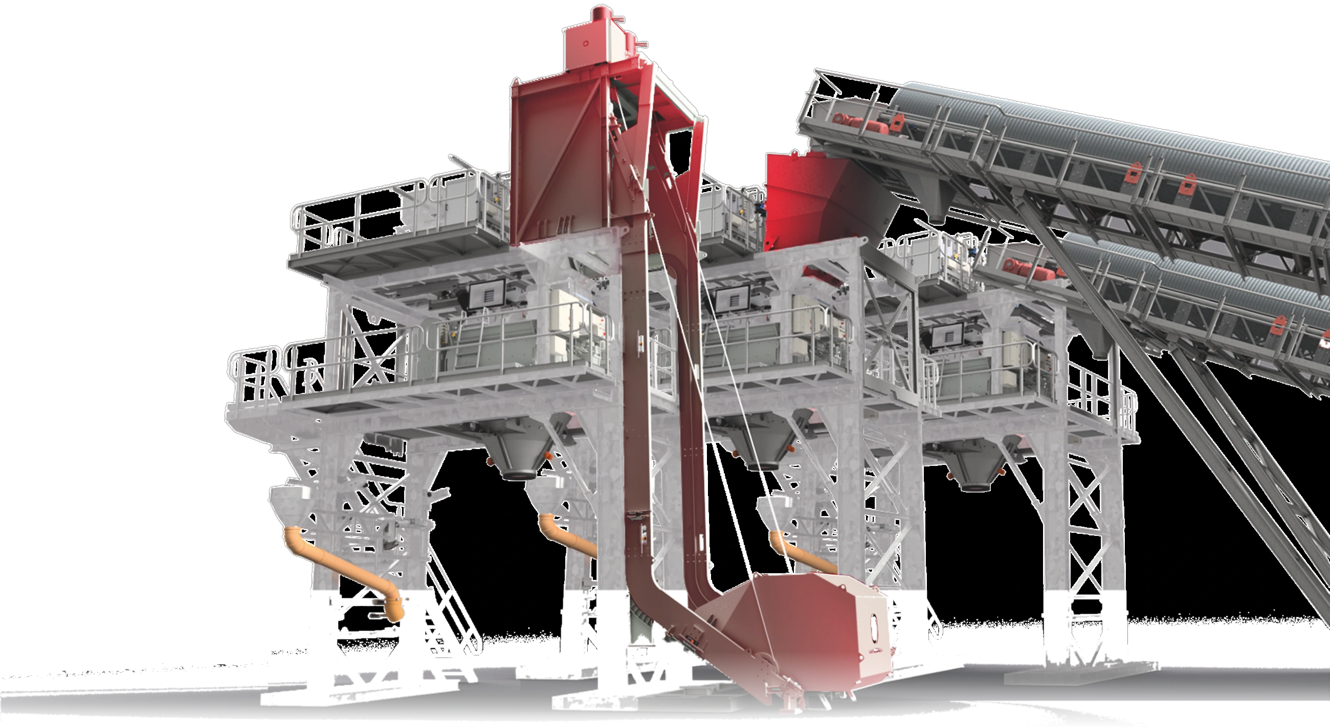 Mixing plant rendering with internal systems