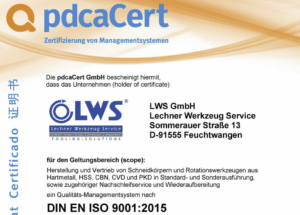 Zertifikat DIN EN ISO 9001:2015 – Werkzeugherstellung und Vertrieb