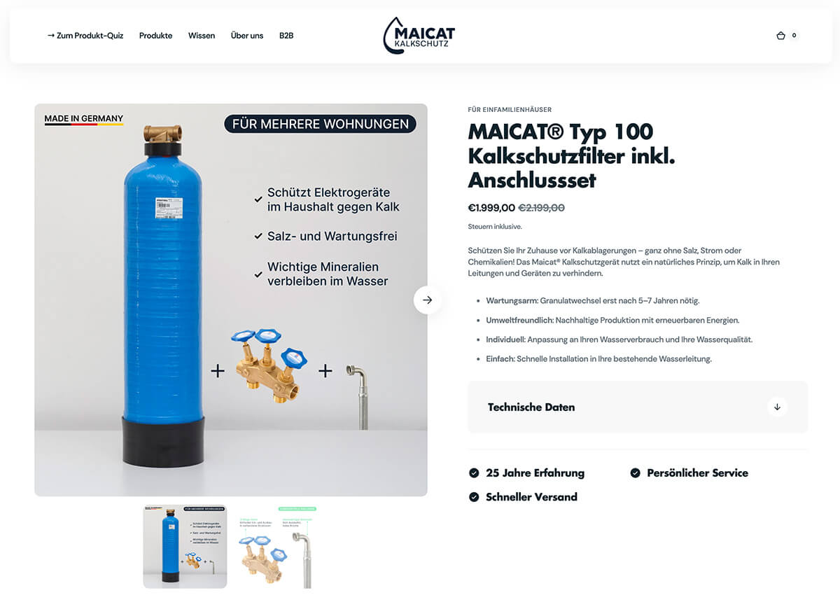 MAICAT Kalkschutzanlage inkl. Anschlussset
