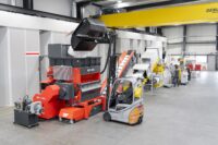 Kunststoffzerkleinerer mit Extrusionsanlage in der