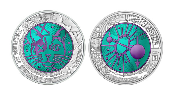Silber-Niob-Münze mit farbiger Niob-Oberfläche