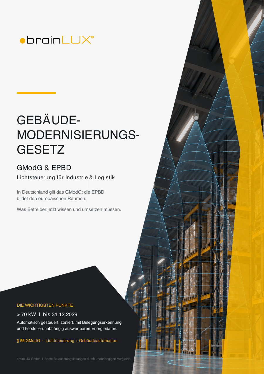 Fachinformation: GModG und EPBD – Lichtsteuerung für Industrie & Logistik