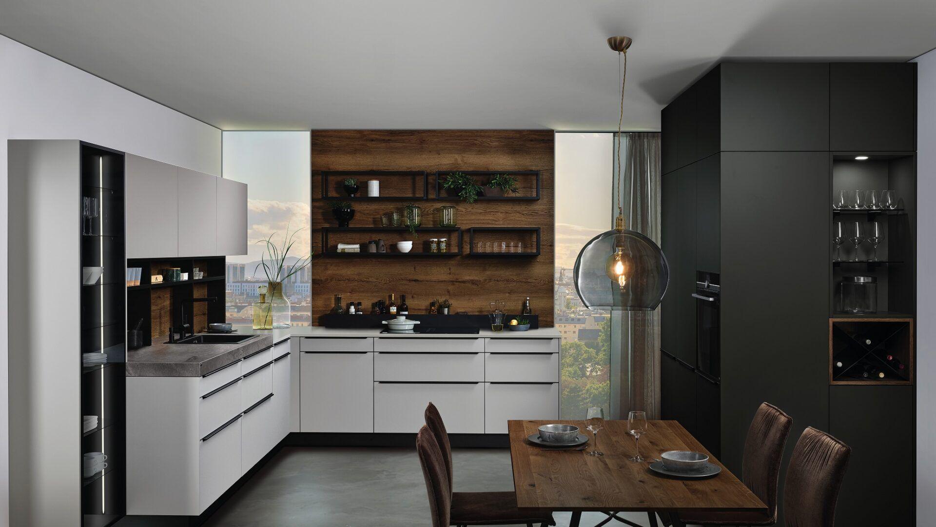 Example ewe kitchen in white and dark grey