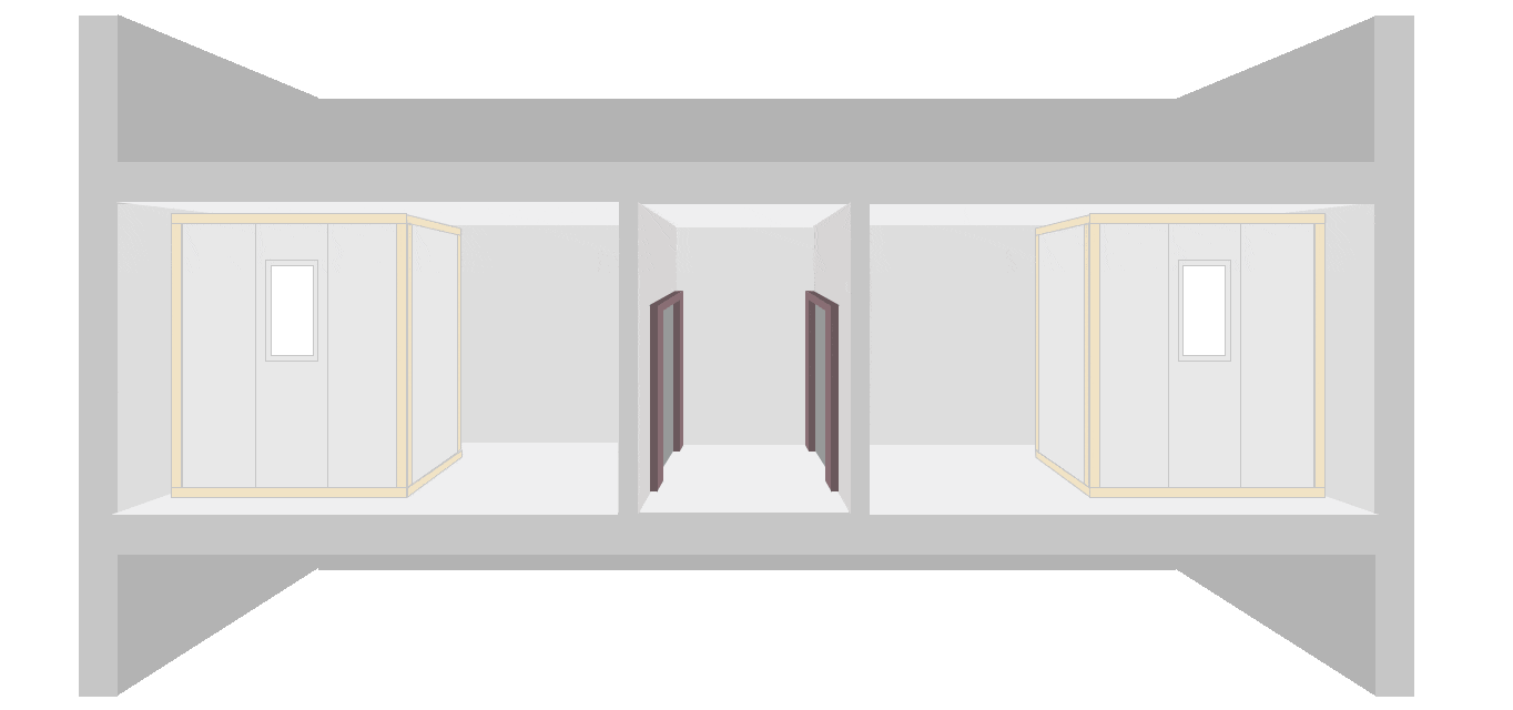 Raum-im-Raum-Prinzip der modularen Schallschutzkabine