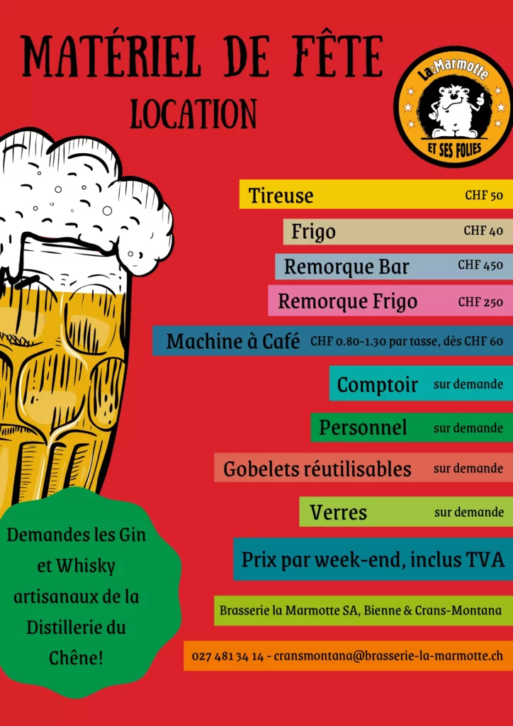 Festmaterial-Vermietung (Bar-Remorque, Zapfanlagen, Kühlschränke, Kaffeemaschinen)