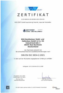 Zertifikat EN 3834-2