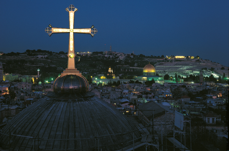 Lichtkreuz der Grabeskirche Jerusalem (Lichtleitsystem)