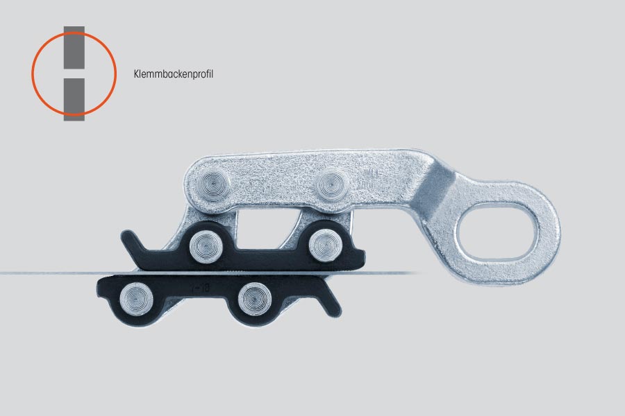 Universal-Spannklemme für Rispenband, Flachstahl und Schienensysteme