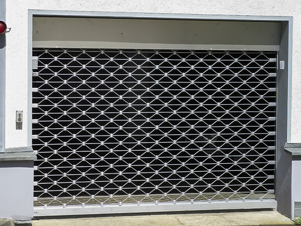 Security grille at underground car park