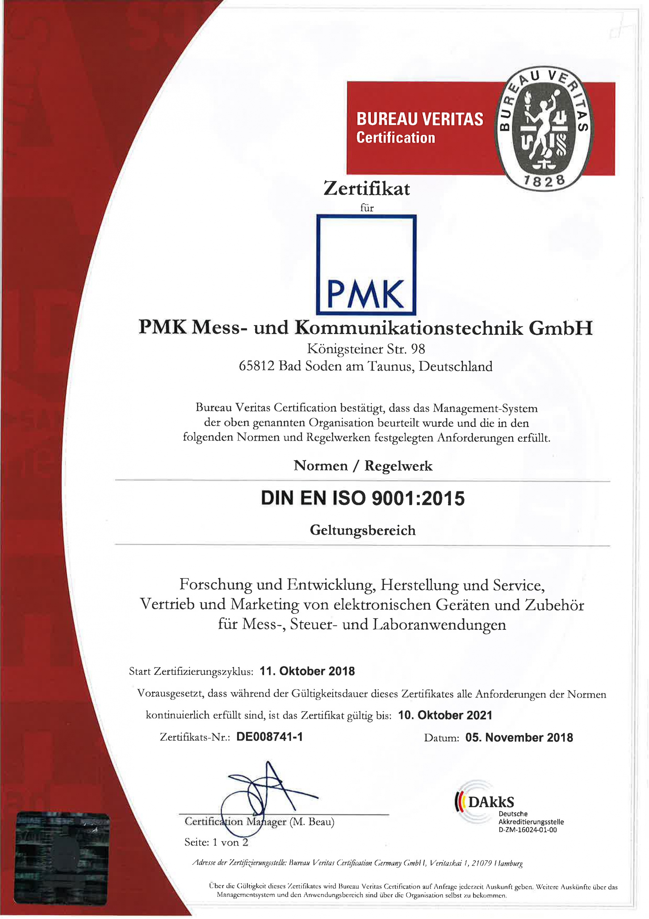 ISO-9001-Zertifikat