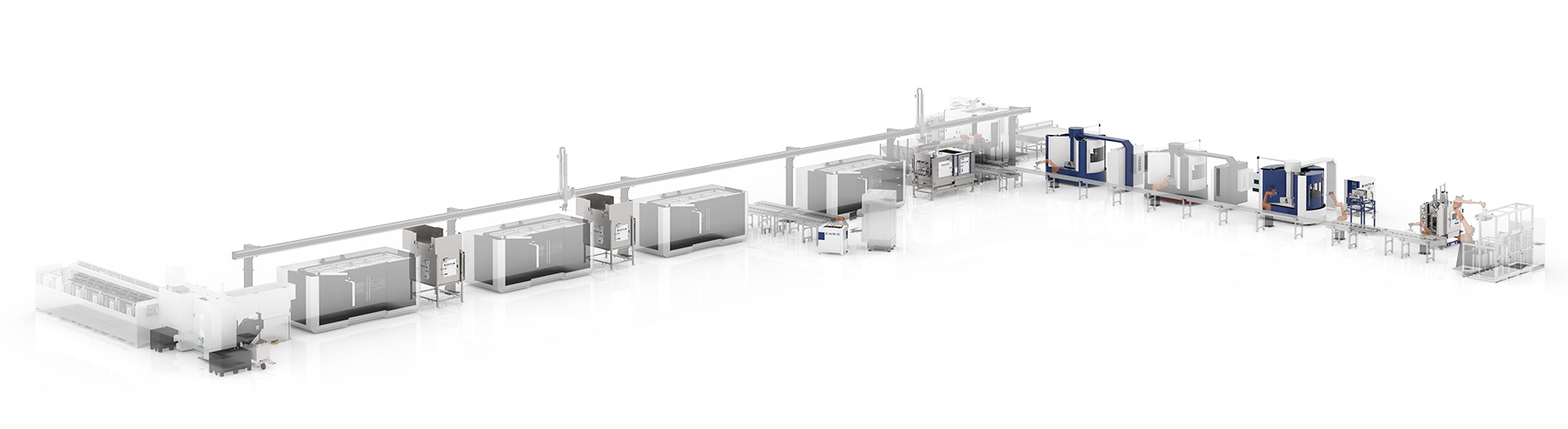 Produktionslinie mit Gantry und Portallader