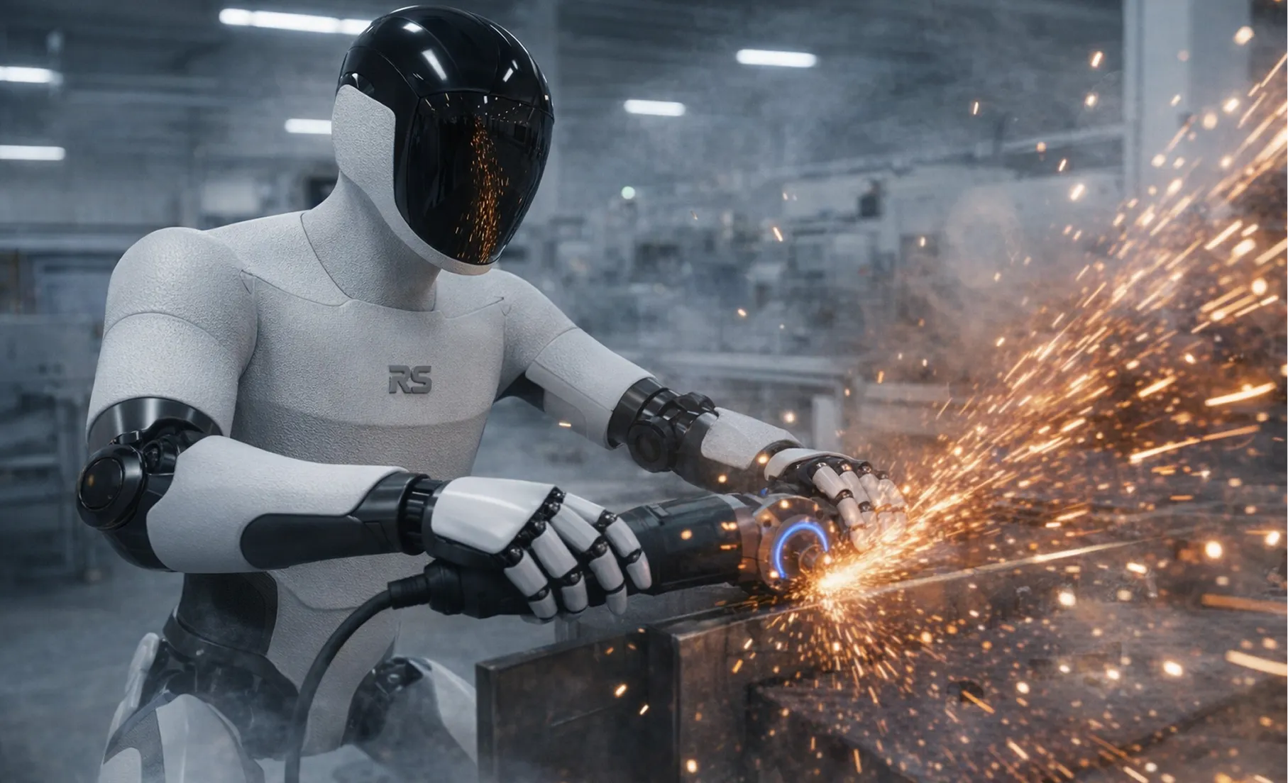 Robot performing grinding work