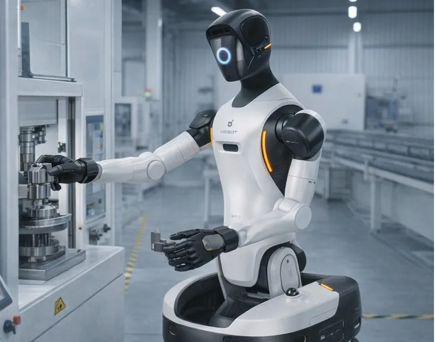 Robot at machine