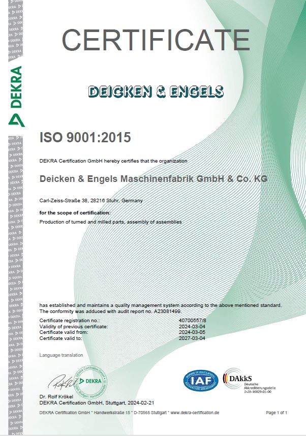 Deicken & Engels – Fertigung