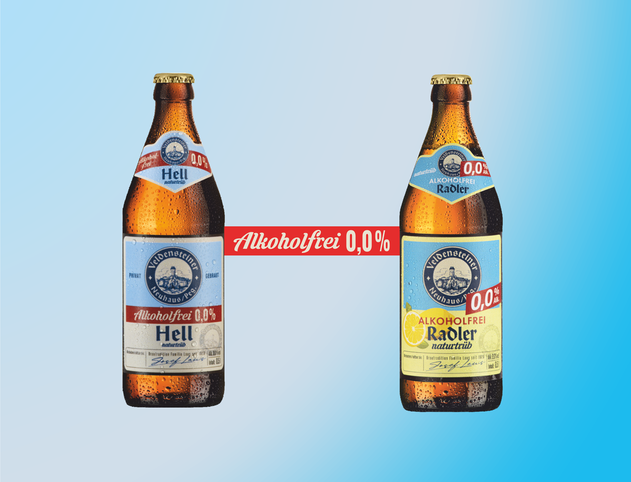 Veldensteiner Hell alkoholfrei 0,0 % und Radler alkoholfrei