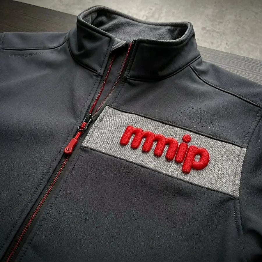 Softshell textile with 3D embroidery