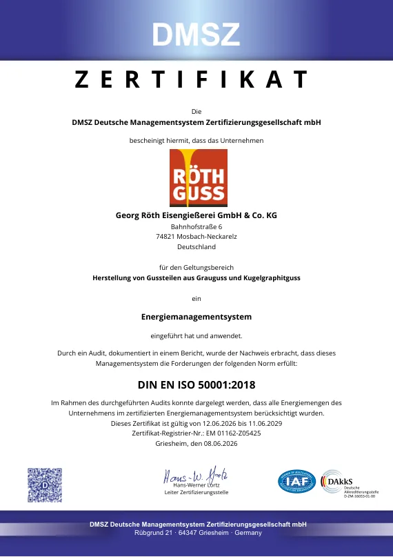 Zertifikat DIN EN ISO 50001:2018 (DMSZ)