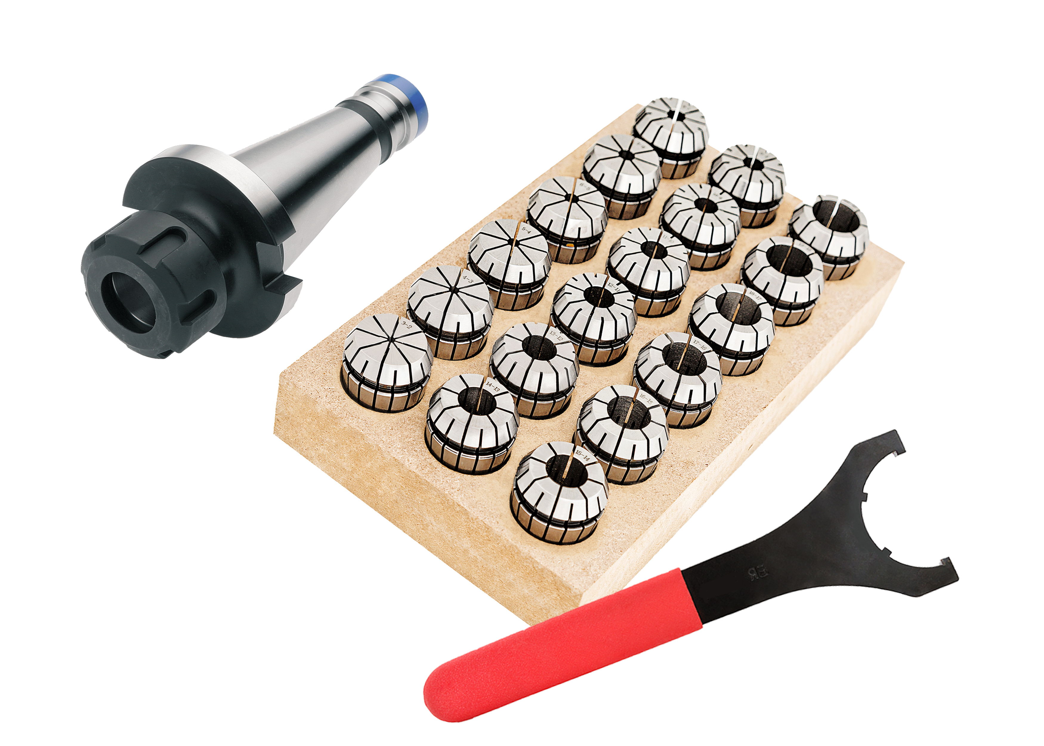 Spannzangensatz ER32 (470E) inkl. Spannzangenfutter SK40 DIN 2080 A=50 & Schlüssel