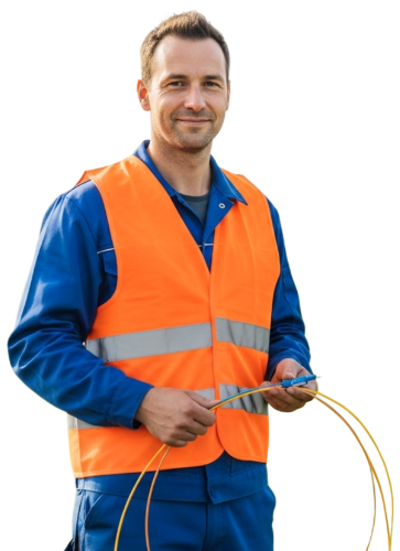 Techniker im Glasfaser-Ausbaugebiet