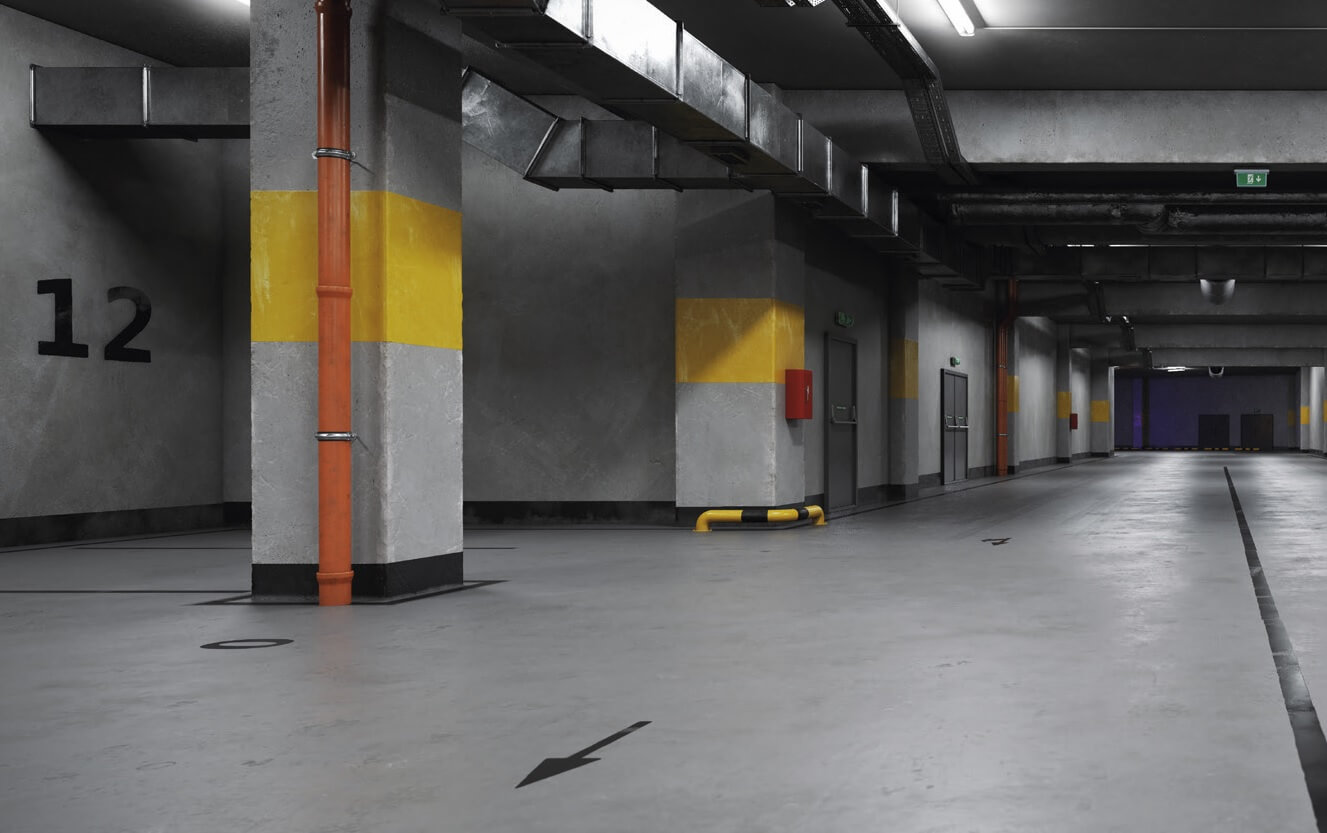 Einstellhalle mit Lademöglichkeit
