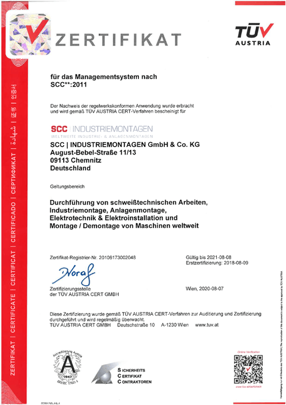 TÜV Austria Zertifikat