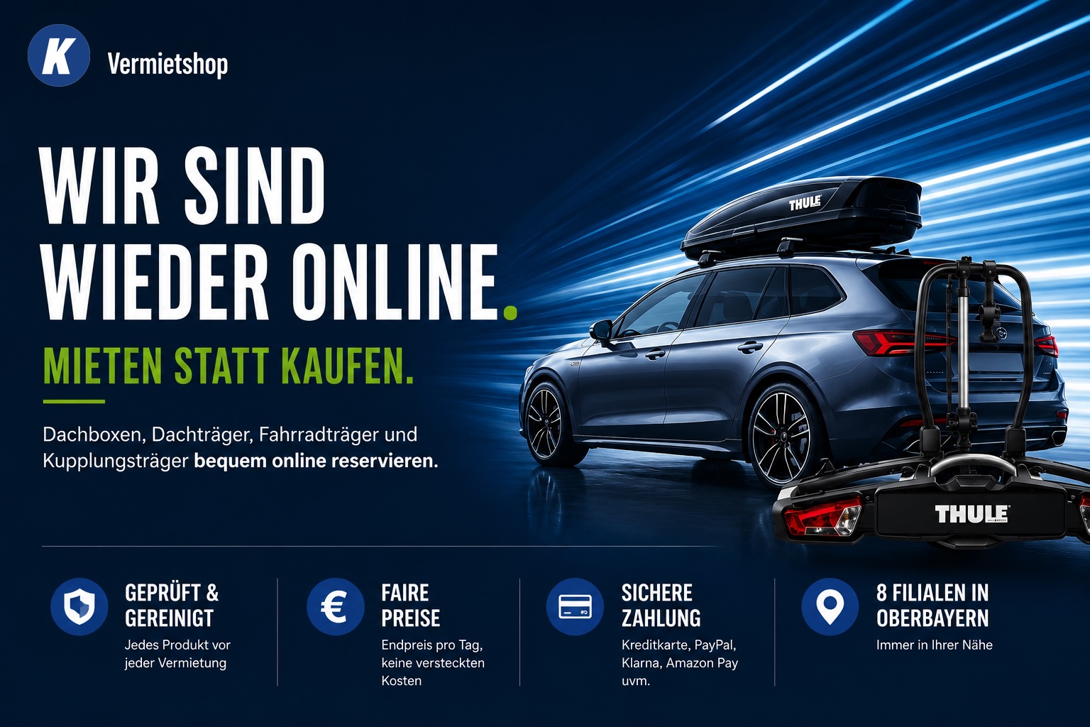 Vermietshop – Dachboxen und Fahrradträger mieten