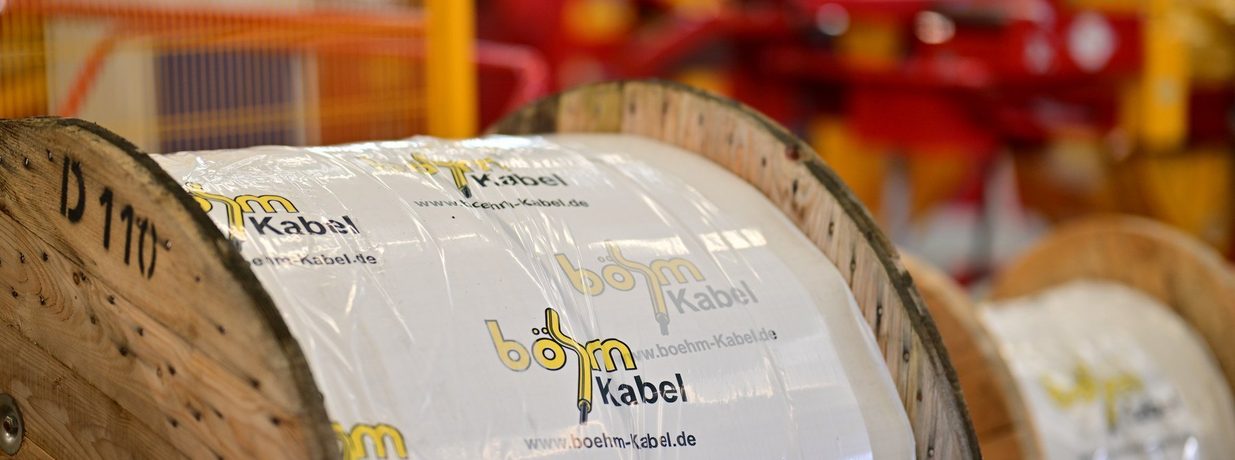 Cable drums in the high-bay warehouse