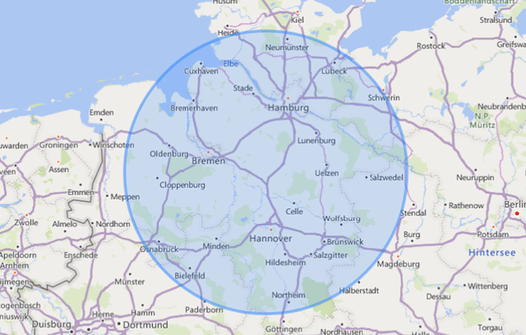 Liefergebiet Region Bremen, Bremerhaven, Cuxhaven, Hamburg