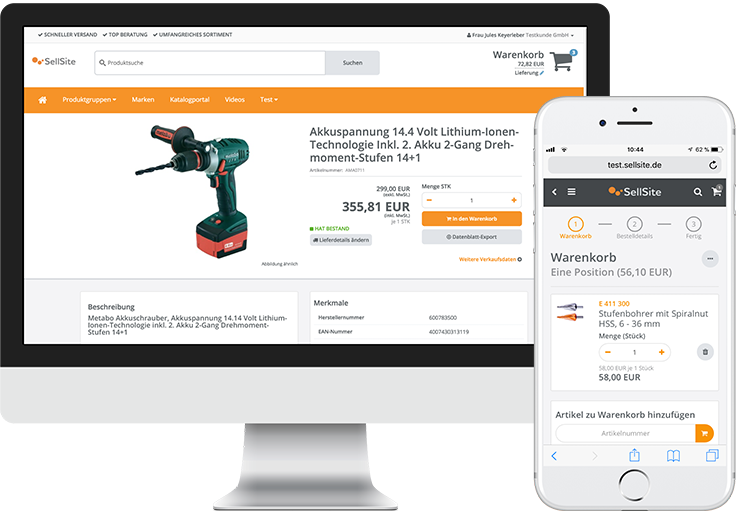 B2B-Onlineshop auf SellSite-Plattform