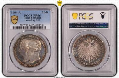 Mecklenburg-Schwerin 5 Mark 1904 A, PCGS PR66