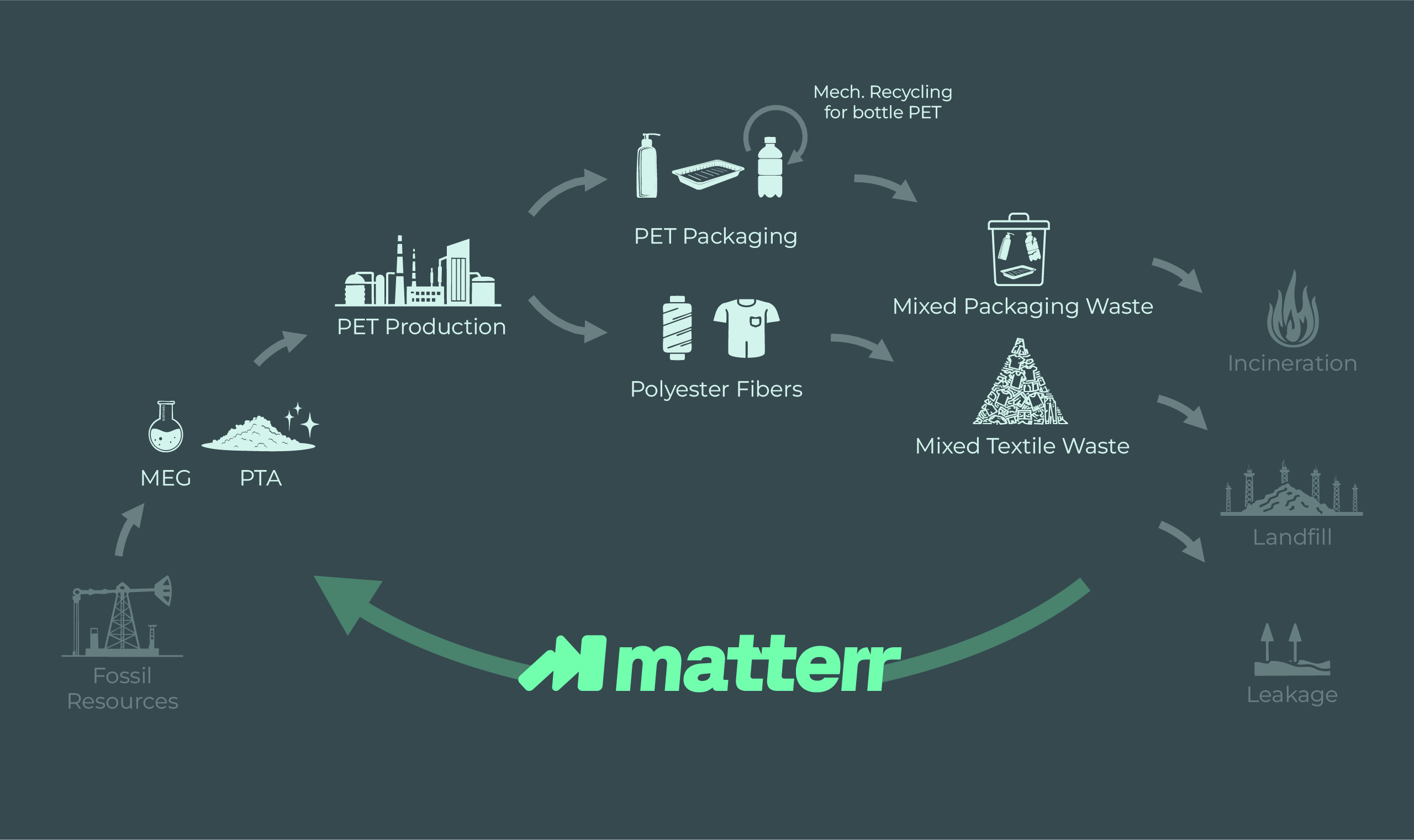 Kreislaufprozess des PET-Recyclings (Infografik)