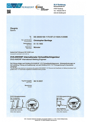 Diplom Internationaler Schweißfachingenieur