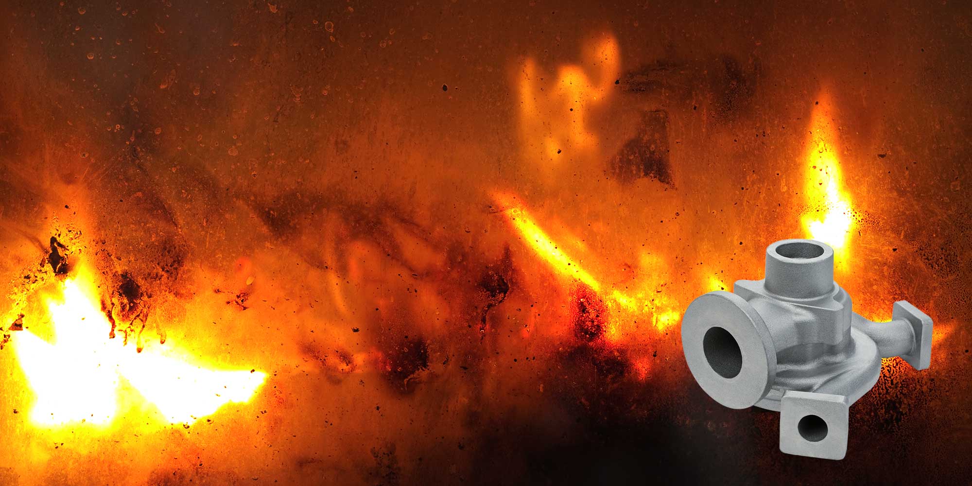 Gussteil mit Flammen-Motiv