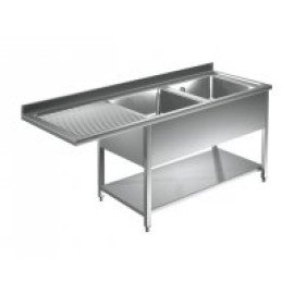 Spülmaschinentisch 2 Becken, 1600x700x950 mm