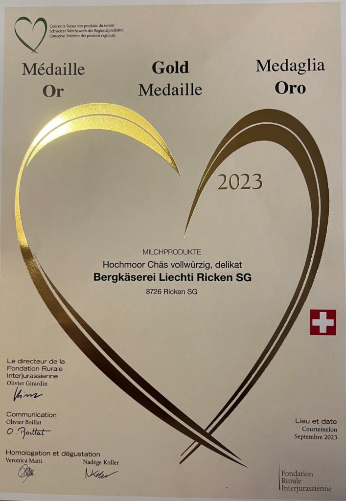 Goldmedaille Hochmoor Chäs würzig.delikat