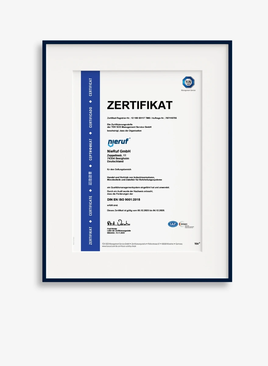 TÜV-Zertifikate: DIN EN ISO 9001:2015