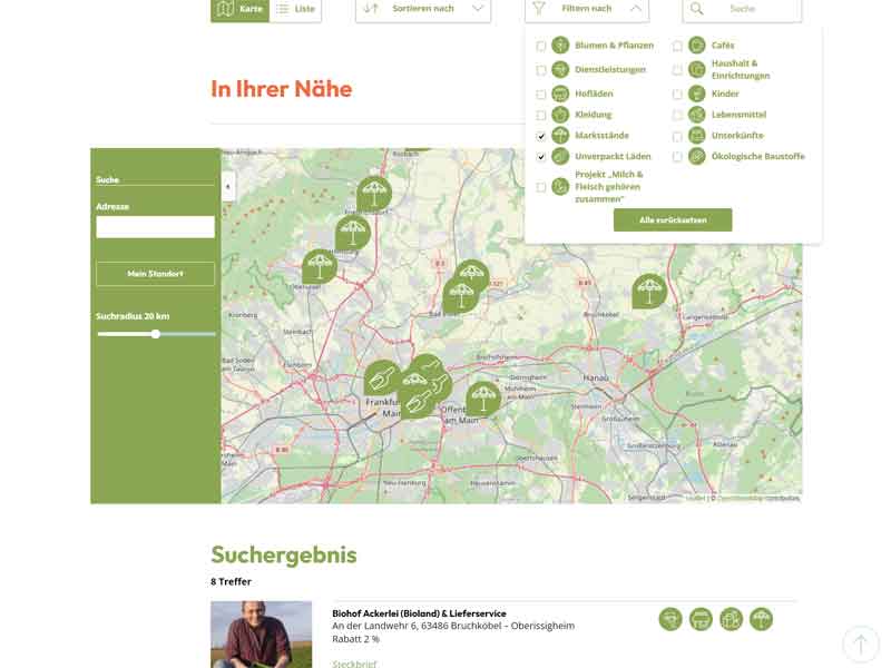 Regionalkarte Hessen (interaktive Übersichtskarte mit Filter)