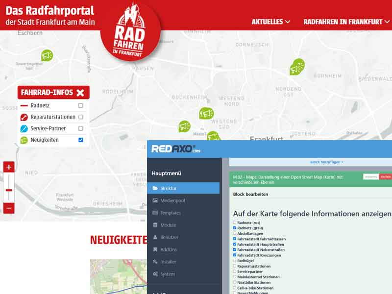 Radfahrportal der Stadt Frankfurt am Main (Webseite mit CMS)