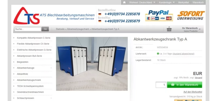 Abkantwerkzeugschrank Typ A