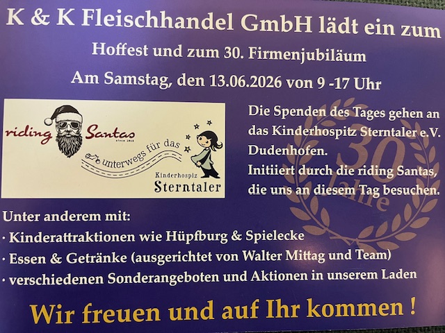30 Jahre K&K Fleischhandel – Rückseite