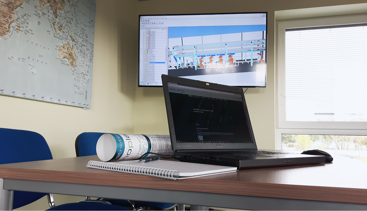 Projektbesprechung mit 3D-Anlagenmodell