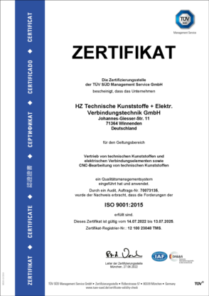 ISO 9001:2015 Zertifikat TÜV Süd