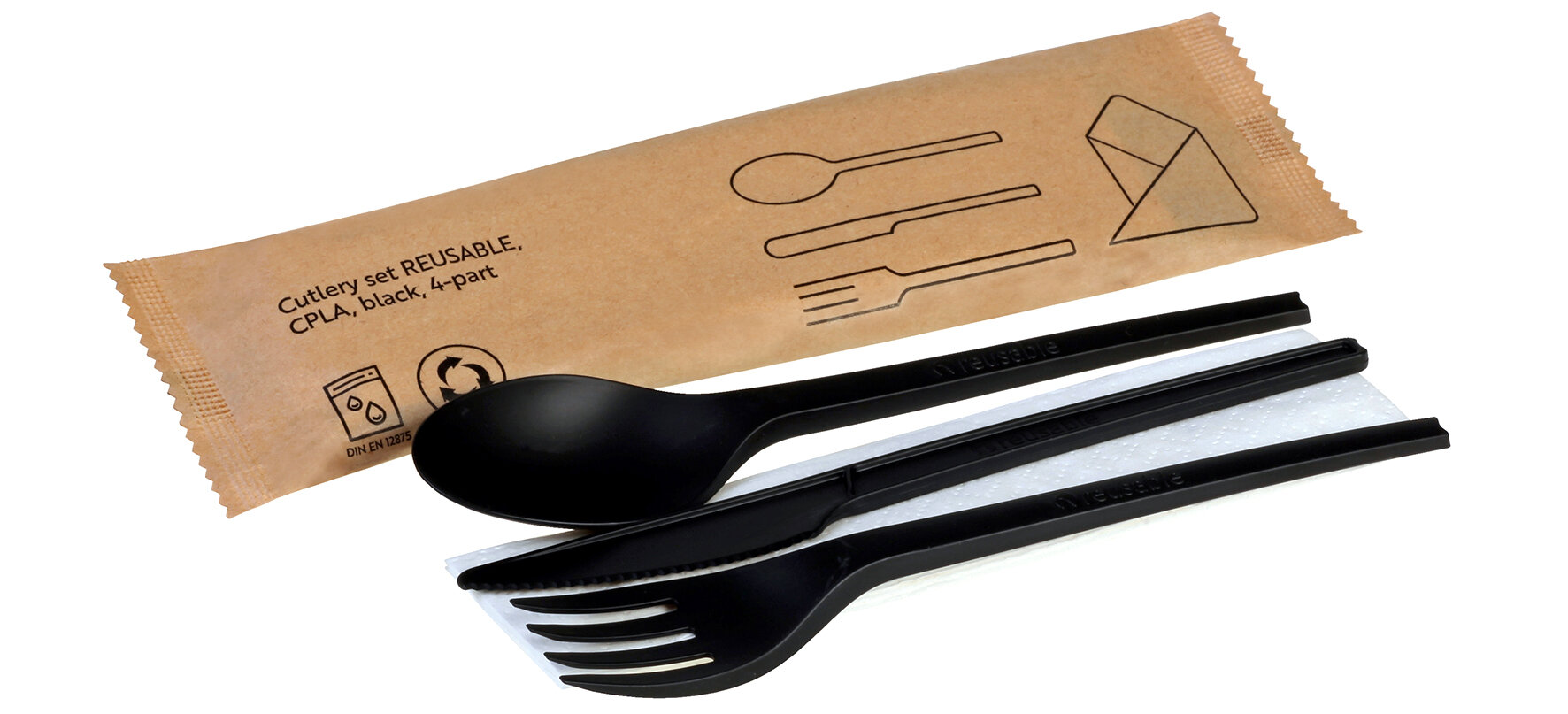 Besteckset naturesse reusable CPLA, 4-teilig